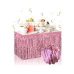 Kendinden Yapışkanlı Rose Gold Metalize Püsküllü Masa Eteği – 75 x 275 cm Parti Süslemesi (5440)