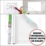 Kendinden Yapışkanlı Şeffaf Tahta Filmi 200x60 cm Okul Kreş Ofis Not Alma Yazı Çalışma Panosu Folyo