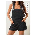 KENE JEANS KAR SİYAH ASKILI BAHÇEVAN KOT ŞORT TULUM