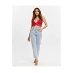 KENE JEANS YÜKSEK BEL ÖN CONTA ÇIMALI MOM KOT JEANS