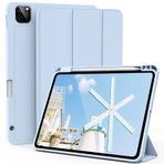 kenke iPad Pro 11 inç 4./3. Nesil (2022/2021/2020) Kalem Tutuculu Kılıf, Yumuşak TPU Sırtlı İnce Üç Katlı Akıllı Kılıf, 2. Nesil Kalem Şarjını Destekler, Otomatik Uyku/Uyandırma, Açık Mavi