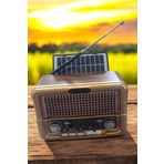 Kenko Eskitme Nostaljik Görünümlü Radyo | Bluetooth Mp3 Çalar Solar Retro Eski Müzik Kutusu Fm-Usb-Sd Kart