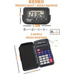 Kenko Kronometreli Pomodoro Öğrenci Ders Çalışma Masa Saati + 8 Haneli Hesap Makinesi Seti Okul Sınav Seti - Siyah
