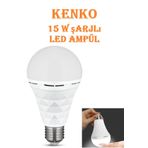 Kenko Şarjlı LED Ampül 220V 15W Beyaz Şarjlı Ampul E27