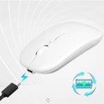 Kenly Kablosuz Çift Mod (Bluetooth/2.4ghz) Şarjlı Sessiz Tıklama Mouse – Beyaz