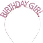 KENPAZAR Hbp Avm Pembe Renk Kristal Taşlı Parlak Birthday Girl Yazılı Taç 16X17 cm
