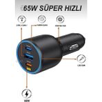 Kensa 100 Watt Type-C + Usb-A Araç Şarj Aleti iPhone & Android & Notebook Araç Içi Şarj Cihazı - Siyah