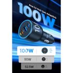 Kensa 100W PD Araç İçi Hızlı Şarj Başlığı | 3 Çıkışlı Akıllı Güç Dağıtımı | Type-C & USB-A