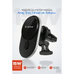 Kensa 15W 360° Magsafe Uyumlu Kablosuz Araç Içi Şarjlı Telefon Tutucu – Havalandırma Izgarası Montajlı - Siyah
