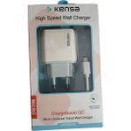 Kensa 3.0A 15W Micro Şarj Başlığı Hızlı Şarj Quick Şarj Özellikli Şarj Aleti Adaptörü + Kablo Seti Orjinal 15 Watt Beyaz