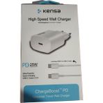 Kensa 3.0A 25W Type-C Şarj Başlığı Hızlı Şarj Quick Şarj Özellikli Şarj Aleti Adaptörü + Kablo Seti Orjinal 25 Watt Beyaz