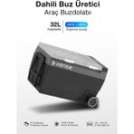 Kensa 32L Kompresörlü Araç Buzdolabı - Dahili Buz Makineli, -20°C Dondurucu ve Soğutucu, Tekerlekli ve Çekme Kollu Taşınabilir 12V/24V Oto, Karavan, Tekne ve Kamp Tipi Dijital Buzdolabı - 32 lt - Siyah