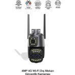 Kensa 4mp 4g Wi-Fi Dış Mekan Güvenlik Kamerası – Çift Kameralı Ptz & Bullet Gece Görüşlü – Uzaktan Izleme Özellikli - Gri - Siyah