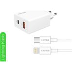 Kensa 50W Pd Hızlı Şarj Başlığı + Usb-C To Lightning Kablo – iPhone Uyumlu, Akıllı Güvenlik Çipli - Beyaz