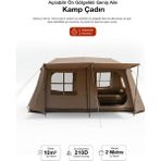 Kensa 8 Kişilik 4 Mevsim Su Geçirmez Gölgeli Kamp Çadırı 210D Oxford Kumaş 13M2 395X275X220 cm - Kahverengi