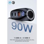 Kensa 90W Type-C USB Araç Şarjı – Süper Hızlı Pd 4.0 & Qc 3.0 Çakmaklık Şarj Adaptörü - Siyah