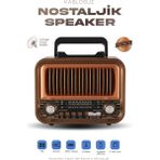 Kensa Ahşap Tasarım Retro Nostaljik Hoparlör Şarj Edilebilir Fm/am/sw Bluetooth Radyo - Kahverengi