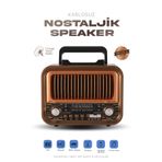 Kensa Ahşap Tasarım Retro Nostaljik Hoparlör Şarj Edilebilir FM/AM/SW Bluetooth Radyo