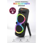 Kensa Taşınabilir Mikrofonlu 60W LED Işıklı Bluetooth Karaoke Hoparlör Seti - Siyah