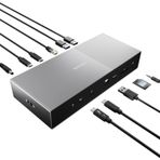 Kensington SD5000T5 EQ Thunderbolt 5 yerleştirme istasyonu, Triple Monitor 8K/4K, SD & Micro SD kart okuyucu, 140W güç kaynağı, 3 x Thunderbolt 5 bağlantı noktası, Ethernet & USB-A 3,2 Gen2 Port