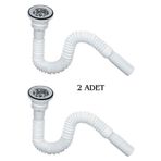 Kent Pazarı Körüklü Lavabo Sifonu Lavabo Altı Hortumu Lavabo Gider Borusu 45-134 Cm 2 ADET