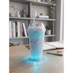 Kentex Mey Ithalat® Işıklı Unicorn ve Flamingo Desenli Çift Katmanlı Jel Buzlu Pipetli Bardak - 450ML - Renk Değiştiren LED Tabanlı - Belirtilmemiş - Renkli