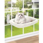 keny Kedi Pencere Levreği, Rahat Yastık Yataklı Akülü Kedi Pencere Hamağı, Masif Metal Çerçeve Kedi Pencere Yatağı, 4 Vantuzlu Beyaz