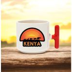Kenya Tasarımlı Kırmızı T Kulplu Seramik Baskılı Kupa Bardak 250 ml - 1 Adet