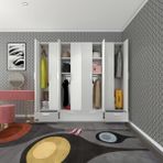 Kenz Life Kenzlife 8 Kapılı Modern Tasarımlı Gardırop 182*200*42 4 Çekmeceli Zambak Suntalam Malzeme Kapaklı