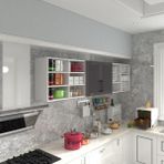Kenz Life Kenzlife hazır mutfak dolabı mercimek90 gri mod2 90*240*32 mebran kapak suntalam gövde - Renk