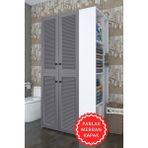Kenz Life Kenzlife Membran Çamaşır-Kurutma Makinesi Dolabı Kapaklı Foka Gribyz 180*090*60 Mebran Kapak Mdf Gövde Banyo Arkalıksız - GRİBYZ