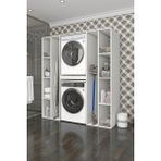 Kenz Life Kenzlife Membran Çamaşır-Kurutma Makinesi Dolabı Nazzam Byzbyz 187*170*60 Çekmeceli Raflı Mebran Kapak Suntalam Gövde Banyo - Beyaz