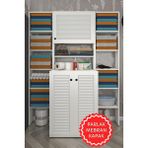 Kenz Life Kenzlife Membran Çamaşır Makinesi Dolabı Kasparovmaksduble Byzbyz Panjur 180*126*55-20 Mebran Kapak Suntalam Gövde Banyo Kapaklı Arkalıksız - Beyaz