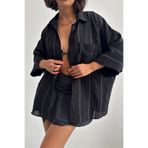 KENZA'A TRİKO Oversize Yarasa Kol Yazlık Çizgili Gömlek