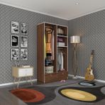 Kenzlife 2 Bölmeli 2 Çekmeceli Bedri 182x100x42 Ceviz Dolap Kapaksız Ceviz Giysi Dolabı