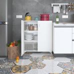 Kenzlife 2 kapılı dolap çilem 088*070*032 byz kilitli ayaklı banyo mutfak ofis kitaplık ayakkabılık kiler - Beyaz
