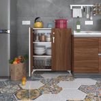 Kenzlife 2 kapılı dolap çilem 088*070*032 cvz kilitli ayaklı banyo mutfak ofis kitaplık ayakkabılık kiler - Ceviz