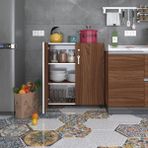 Kenzlife 2 kapılı dolap çilem 088*070*032 cvz kilitli tekerlekli banyo mutfak ofis kitaplık ayakkabılık kiler - Ceviz
