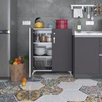 Kenzlife 2 Kapılı Dolap Çilem 088*070*032 Gri Kilitli Ayaklı Banyo Mutfak Ofis Kitaplık Ayakkabılık Kiler