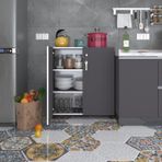 Kenzlife 2 Kapılı Dolap Çilem 088*070*032 Gri Kilitli Tekerlekli Banyo Mutfak Ofis Kitaplık Ayakkabılık Kiler