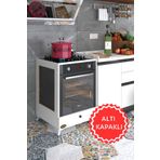 Kenzlife Altın3 Byz Fırın Ocak Dolabı Kapaklı Ayaklı Beyaz Ankastre Modülü Kabini