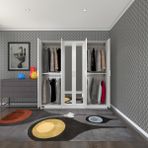 Kenzlife Anemon 6 Kapaklı Kapılı 180x180x47 CM Beyaz Gardrop