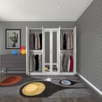 Kenzlife Anemon 6 Kapaklı Kapılı Beyaz 180x180x42 cm Gardrop