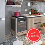 Kenzlife Ankastre Modülü Kabini Altın3 Crd Fırın Ocak Dolabı Kapaklı Ayaklı Çok Renkli