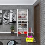 Kenzlife Ayakkabılık Ayakkabı Dolabı Kilitli Be Real Byz 180*70*32 Kapaklı Arkalıklı Ofis Dolabı Iki Bölme + Tekli Duvar Rafı Hedi Beyaz