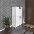 Kenzlife Ayakkabılık Ayakkabı Dolabı Kilitli Gutan Byz 120*70*32 Kapaklı Ofis Dolabı Iki Bölme - Beyaz