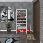 Kenzlife Ayakkabılık Ayakkabı Dolabı Kilitli Gutan Byz 160*70*32 Kapaklı Ofis Dolabı Iki Bölme - Beyaz