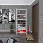Kenzlife Ayakkabılık Ayakkabı Dolabı Kilitli Gutan Byz 180*70*32 Kapaklı Ofis Dolabı Iki Bölme - Beyaz