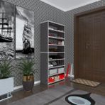 Kenzlife Ayakkabilik Goya Gri 160*70*30 Arkaliksiz Ayakkabi Ofis Dolabi İki Bolme