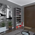 Kenzlife Ayakkabılık Goya Gri 180*70*30 Arkalıksız Ayakkabı Ofis Dolabı Iki Bölme Beyaz